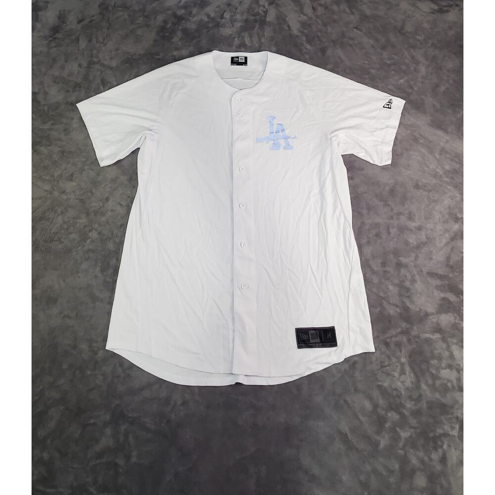 New Era Baseball Jersey Size M White LA Logo MLB Sport C29-62
